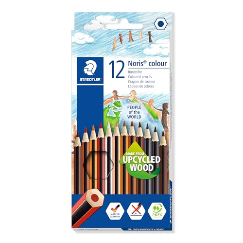 STAEDTLER Noris Colour Colouring Pencils – 12 People of the World Shades, Pre-Sharpened, Ergonomic Design
