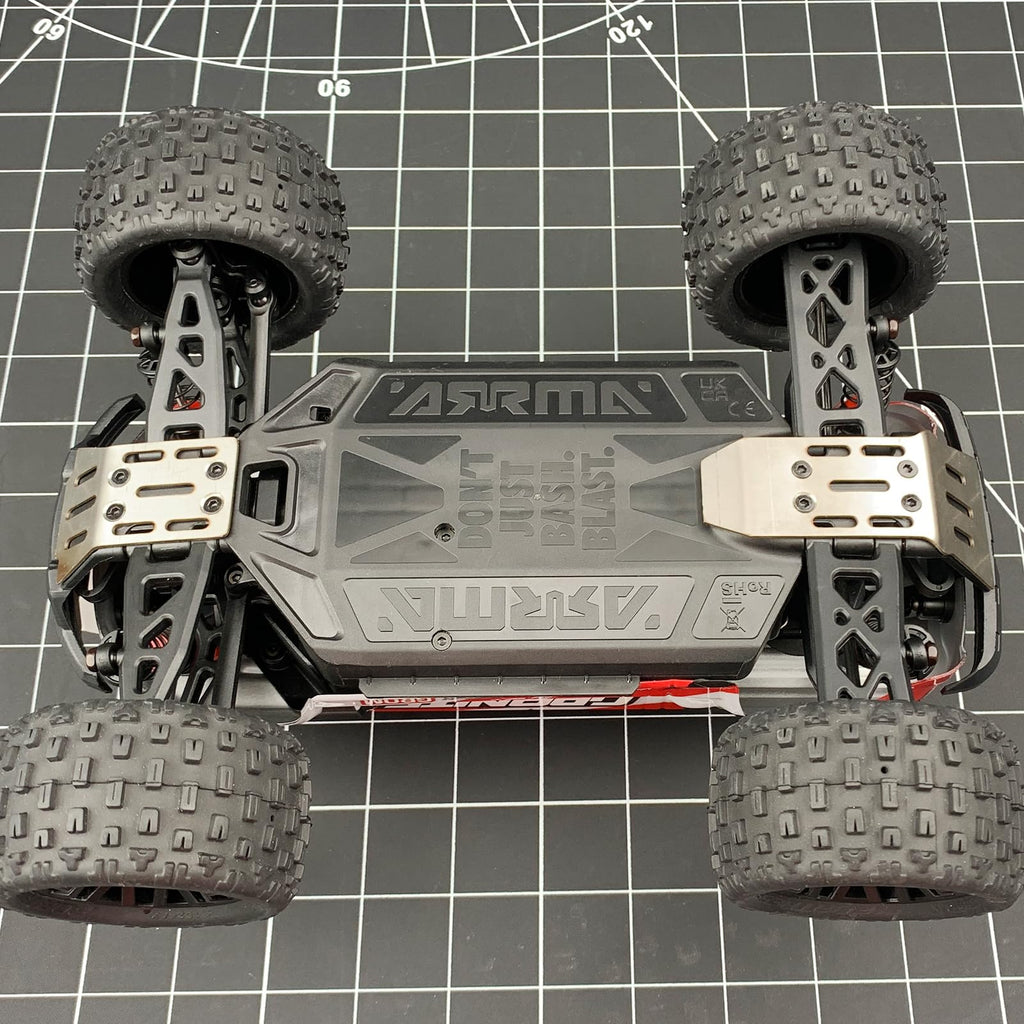 Stainless Steel Chassis Armor Guard Plate for 1/18 Arrma Granite Grom - Front and Rear Skid Plate by LSG