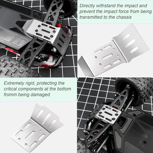 Stainless Steel Chassis Armor Guard Plate for 1/18 Arrma Granite Grom - Front and Rear Skid Plate by LSG