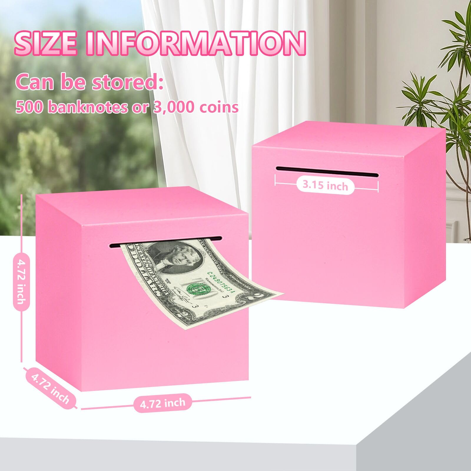 Stainless Steel Piggy Bank – Break to Open, 4.72-Inch, Pink – Unbreakable Money Saver for Cash & Coins