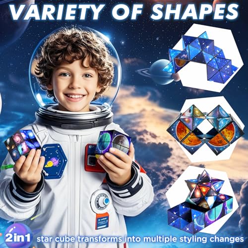 Star Cube Magic Cube Set - 2-in-1 Yoshimoto Cube Fidget Toy with Galaxy Space Stickers