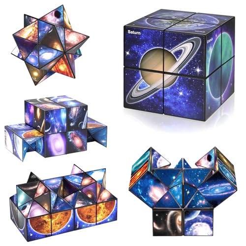Star Cube Magic Cube Set - 2-in-1 Yoshimoto Cube Fidget Toy with Galaxy Space Stickers