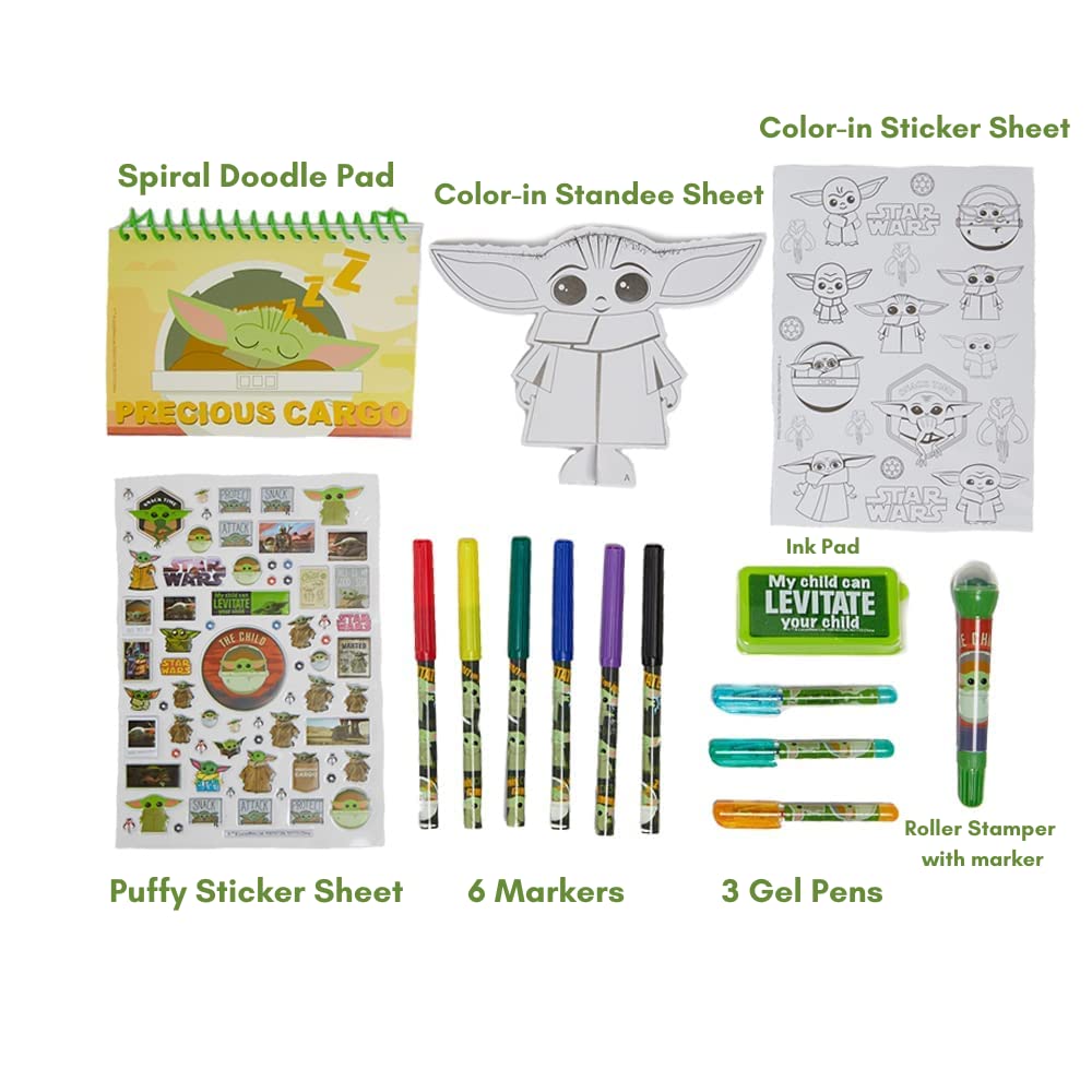Star Wars Baby Yoda Coloring Activity Set with Travel Case – 20-Piece Art Kit for Kids