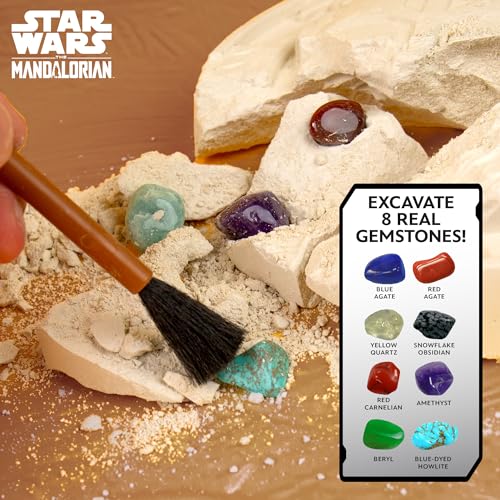 STAR WARS The Armorer Gemstone Dig – Excavate 8 Real Gemstones with Mining Tools & Bonus Poster | STEM Science Kit for Kids Ages 8-12