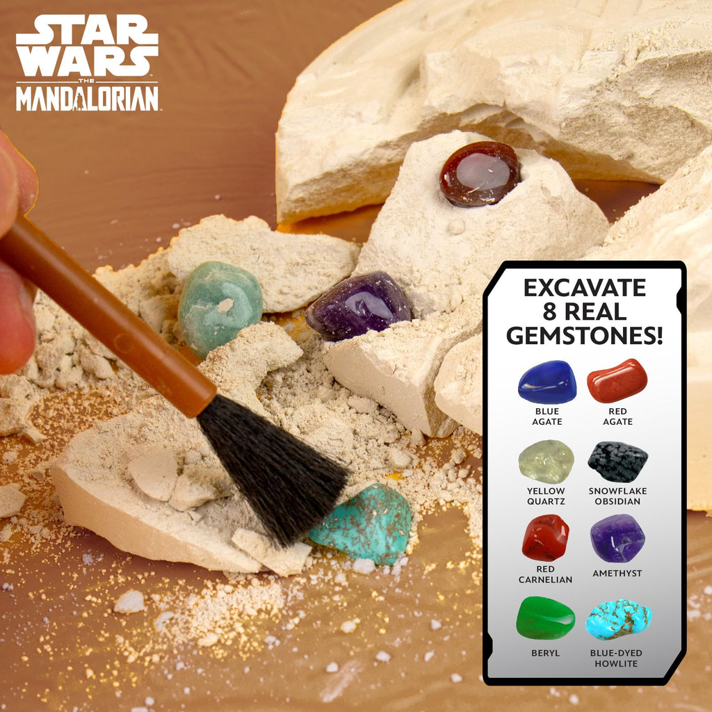 STAR WARS The Armorer Gemstone Dig – Excavate 8 Real Gemstones with Mining Tools & Bonus Poster | STEM Science Kit for Kids Ages 8-12