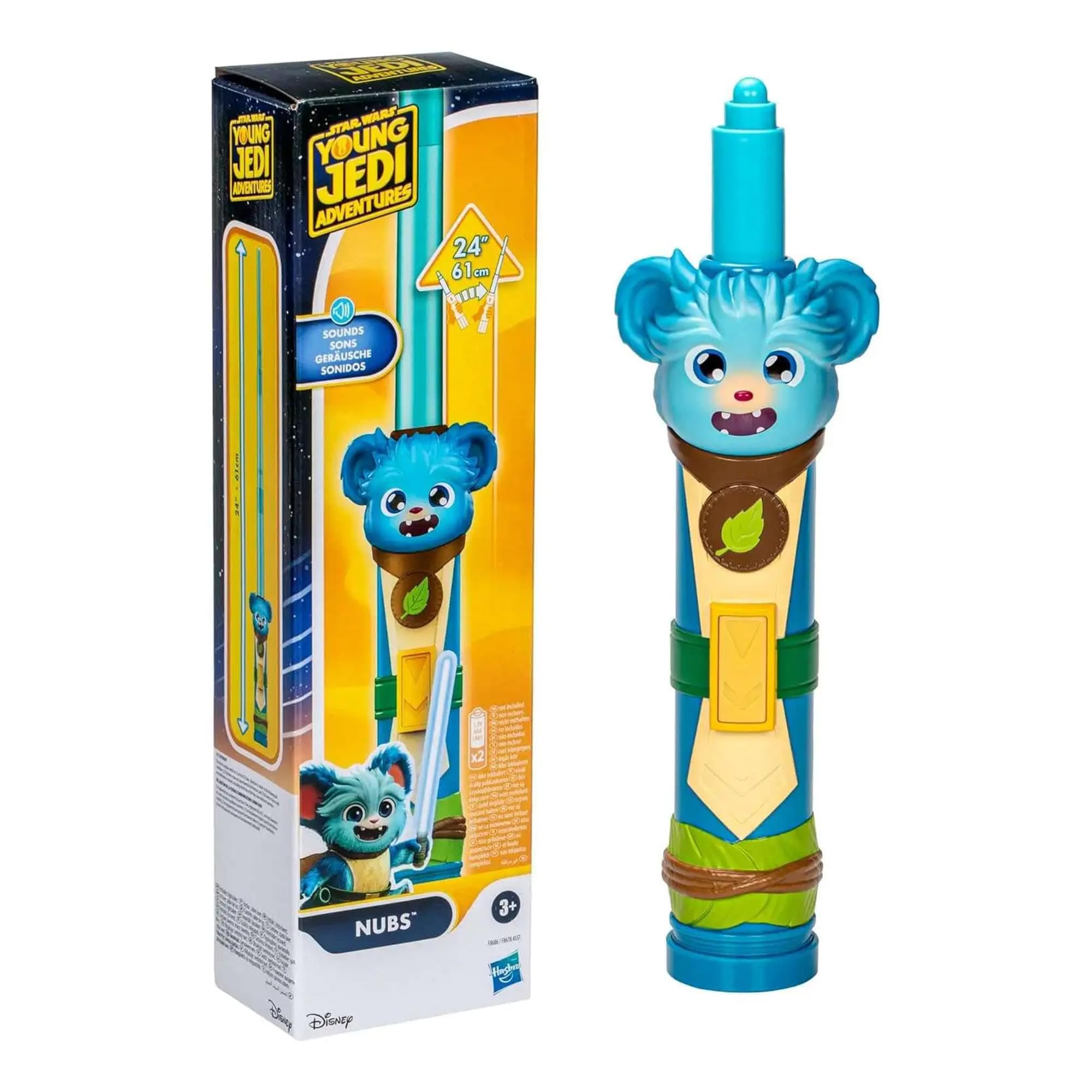 STAR WARS Young Jedi Adventures Nubs Electronic Lightsaber – Blue, Extendable, Sound Effects, Ages 3+