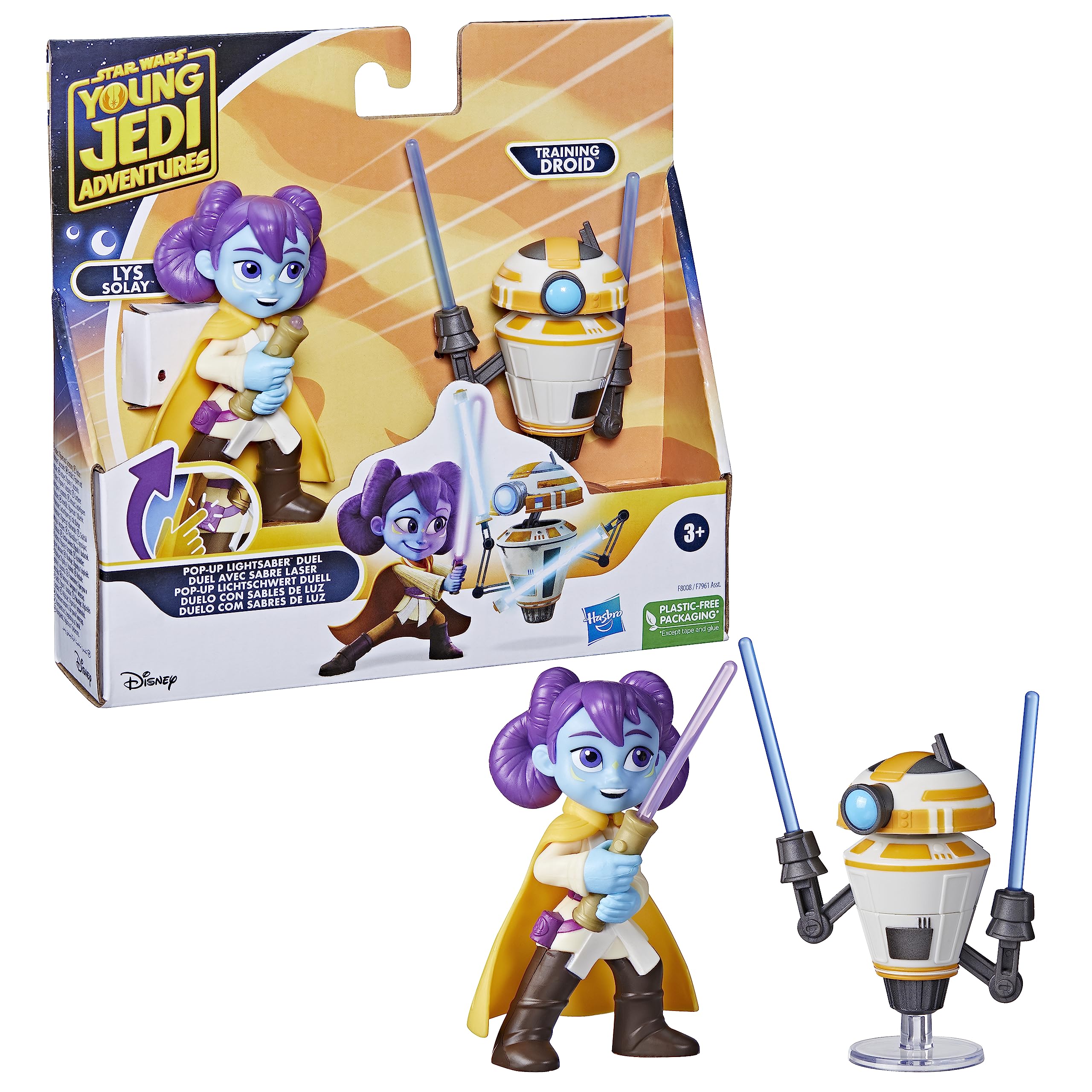 Star Wars Young Jedi Adventures Pop-Up Lightsaber Duel Lys Solay & Training Droid 4-Inch Action Figures