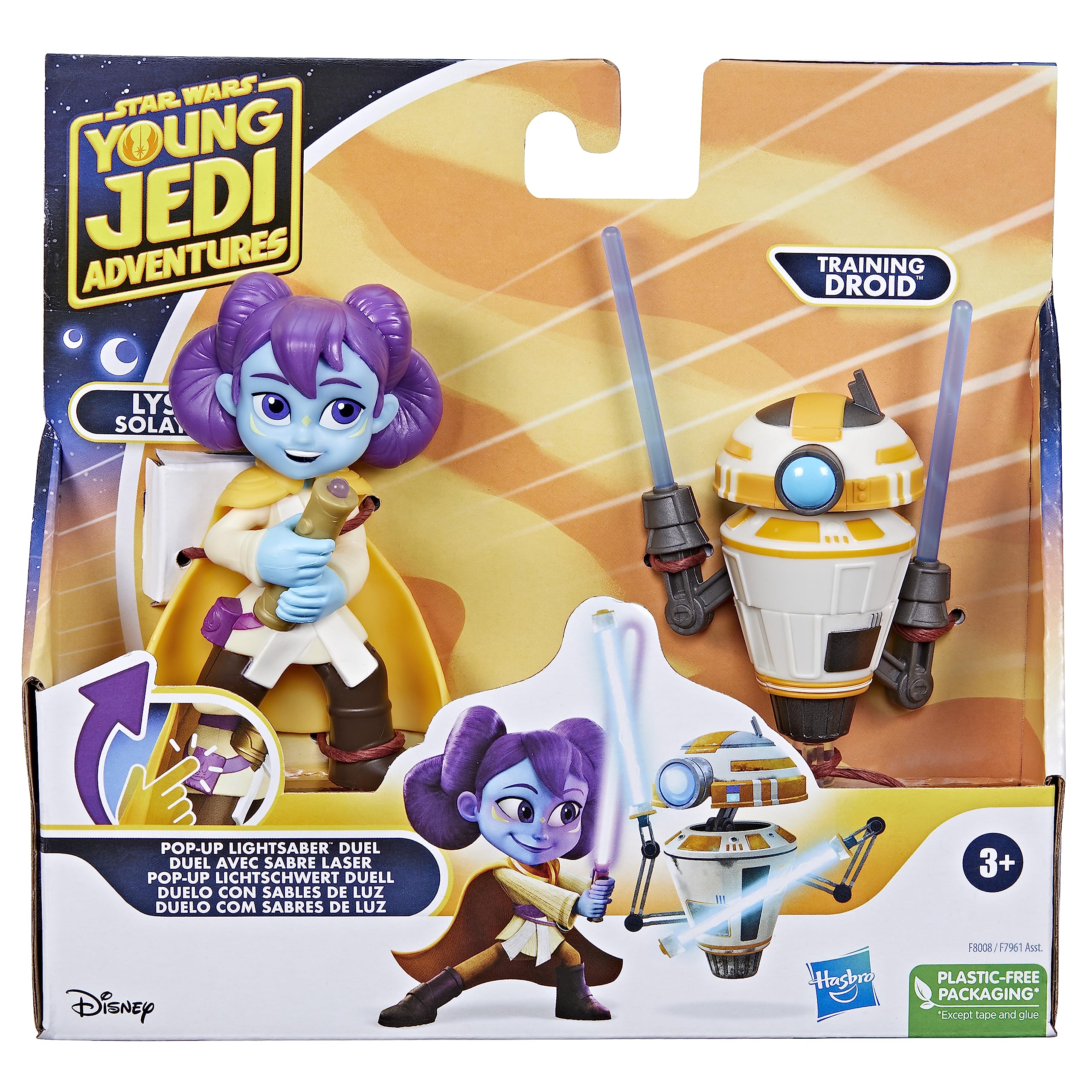 Star Wars Young Jedi Adventures Pop-Up Lightsaber Duel Lys Solay & Training Droid 4-Inch Action Figures