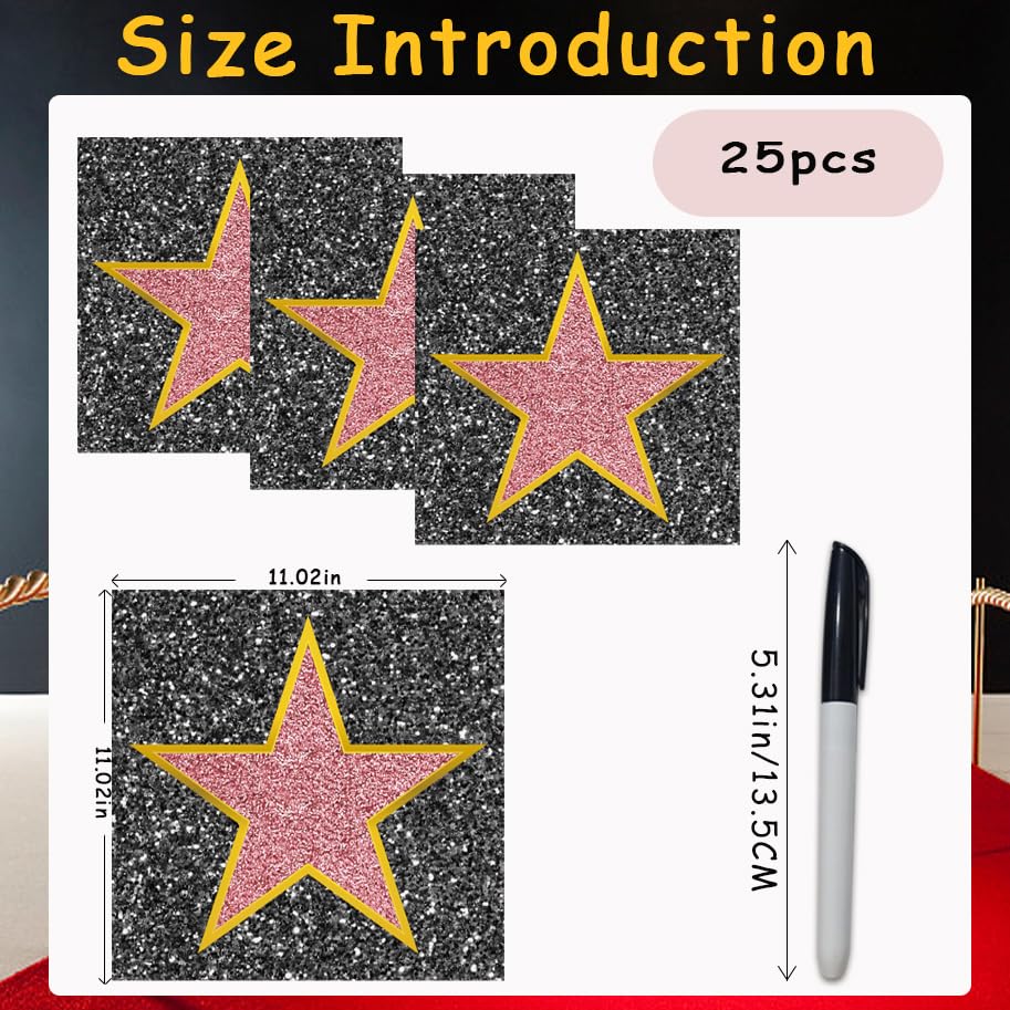 Starboling 25 Movie Star Stickers – Hollywood Oscar Party Decorations with Marker
