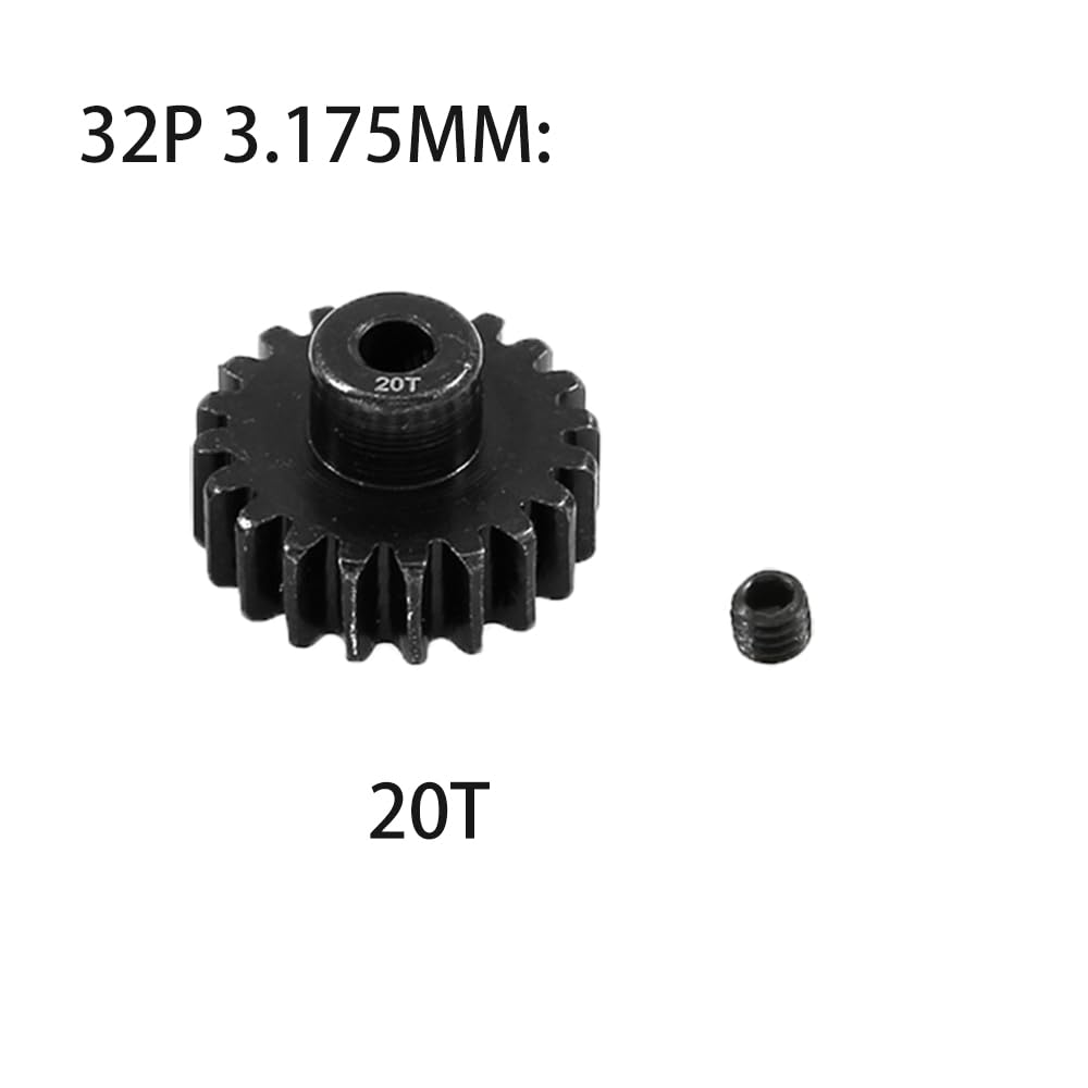 Steel Pinion Gear Set 20T-24T 32P 3.175mm Shaft for 1/10 RC Crawler Trucks - 5 Pack