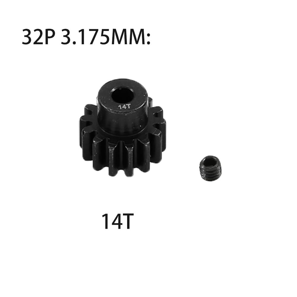 Steel Pinion Gear Set 32P 3.175mm Shaft 10T-14T for 1/10 RC Crawler Trucks