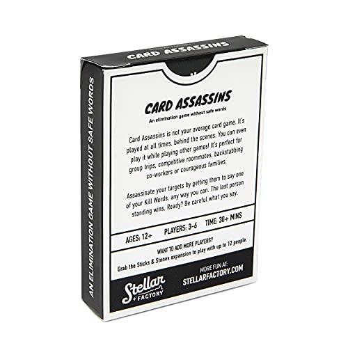 Stellar Factory Card Assassins Party Game - Word Elimination Fun for 3-6 Players, Ages 12+