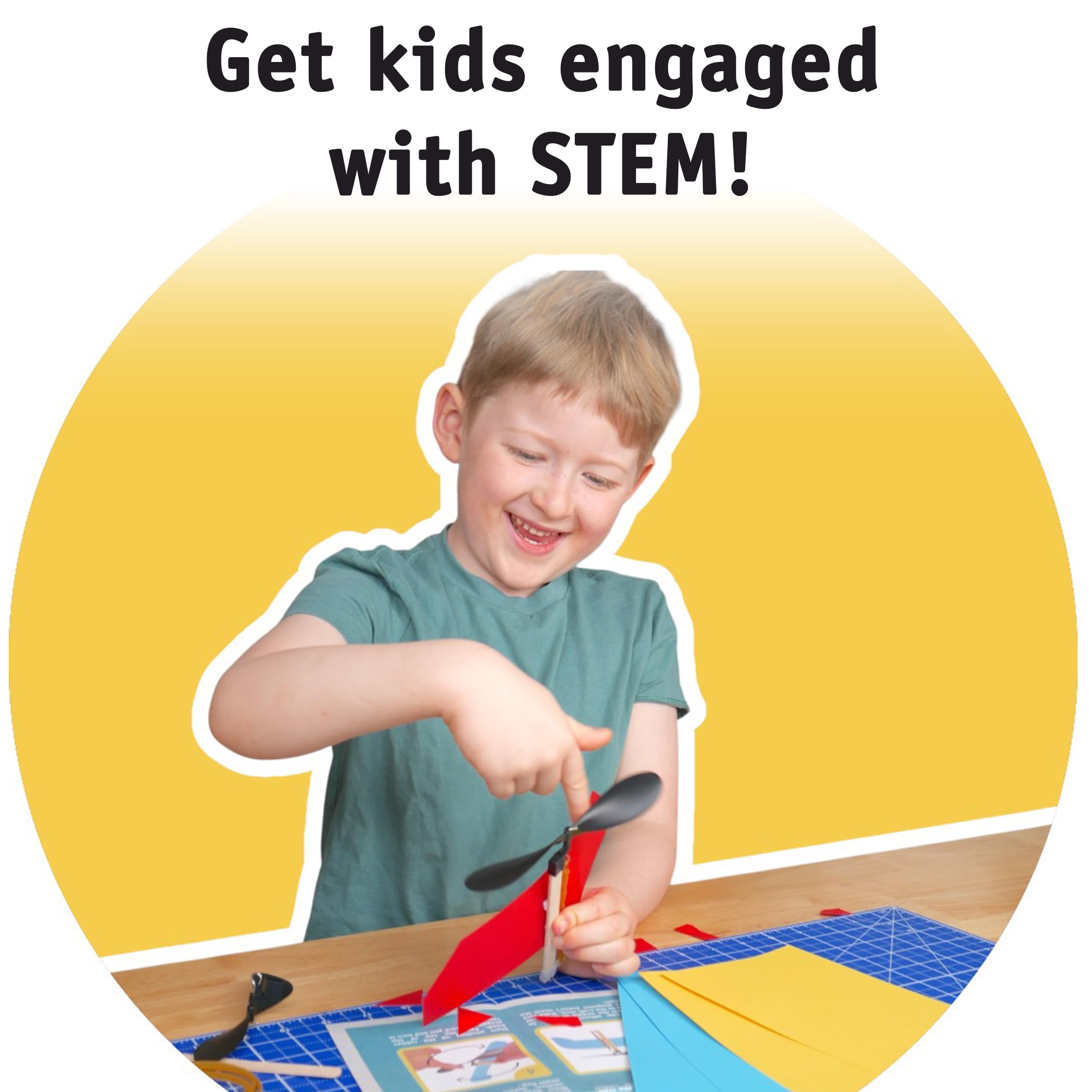 STEM Inventions Rubber Band Helicopter Kit (3-Pack) – Build 3 Helicopters, Classroom STEM Activity for Ages 8+