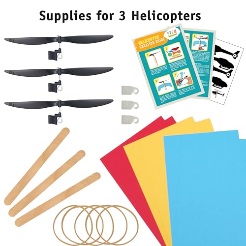 STEM Inventions Rubber Band Helicopter Kit (3-Pack) – Build 3 Helicopters, Classroom STEM Activity for Ages 8+