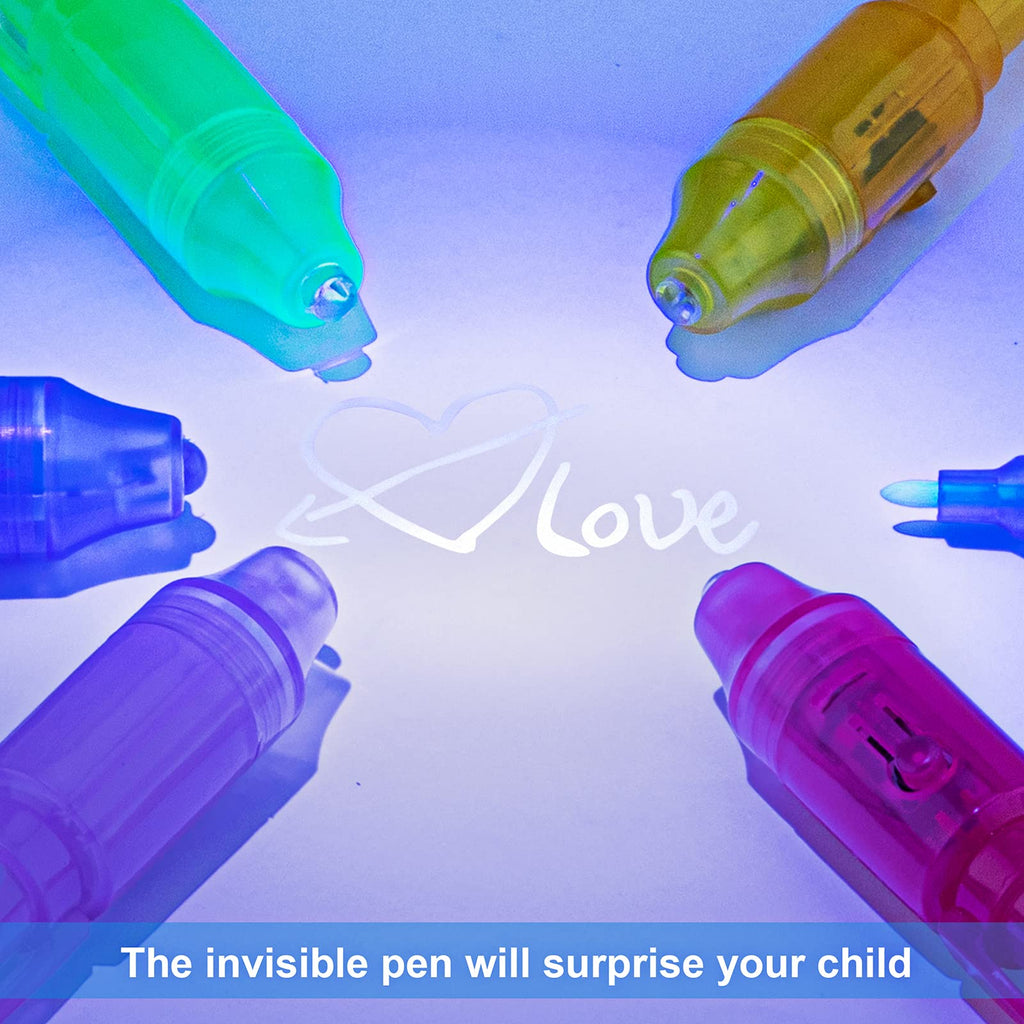 STENDA 16-Pack Invisible Ink Pens for Kids – Spy Pens with UV Light, Secret Message Markers for Party Favors, Classroom Prizes, and Birthday Gifts
