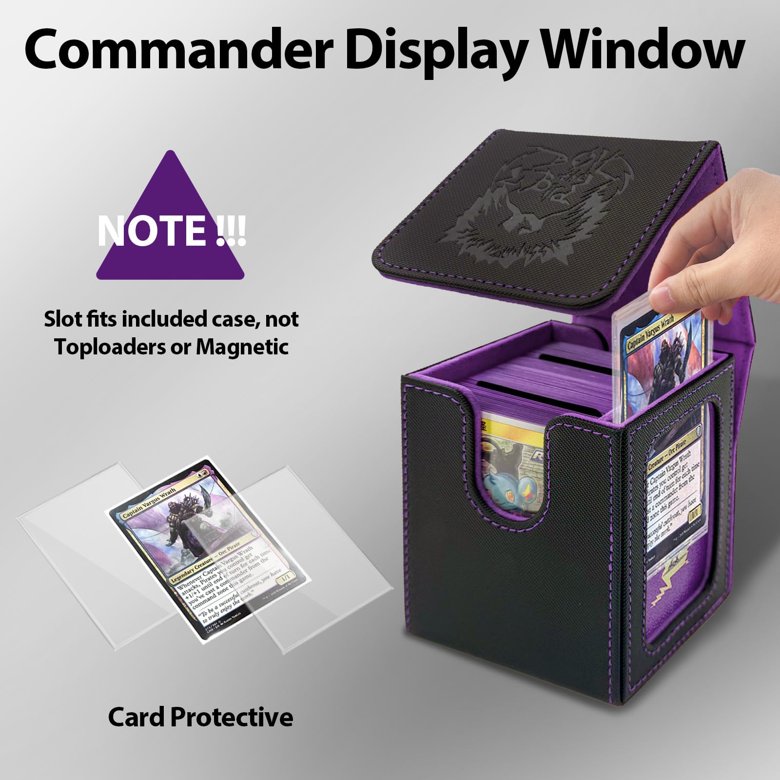 Stepane MTG Deck Box with Patented Viewing Window – Holds 100+ Double-Sleeved Cards, Includes Dividers & Mini Snap Holder (Black/Violet)