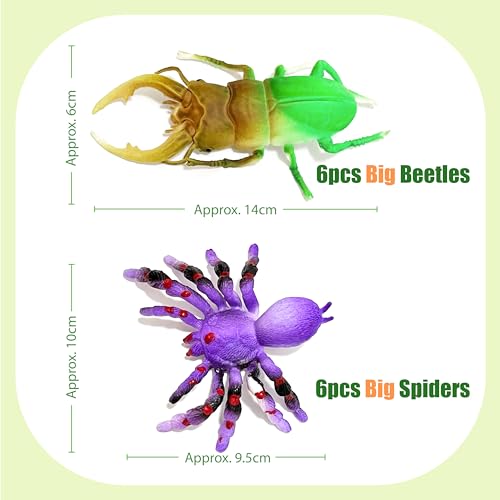 Sterofari 12-Pack Color-Changing Spider & Beetle Bath Toys – Thermochromic Water Table Toys for Kids 3+