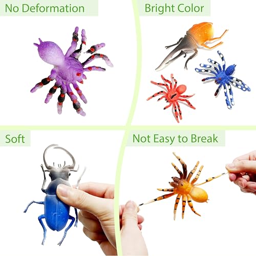 Sterofari 12-Pack Color-Changing Spider & Beetle Bath Toys – Thermochromic Water Table Toys for Kids 3+
