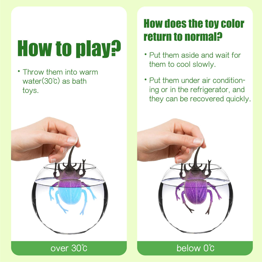 Sterofari 12-Pack Color-Changing Spider & Beetle Bath Toys – Thermochromic Water Table Toys for Kids 3+