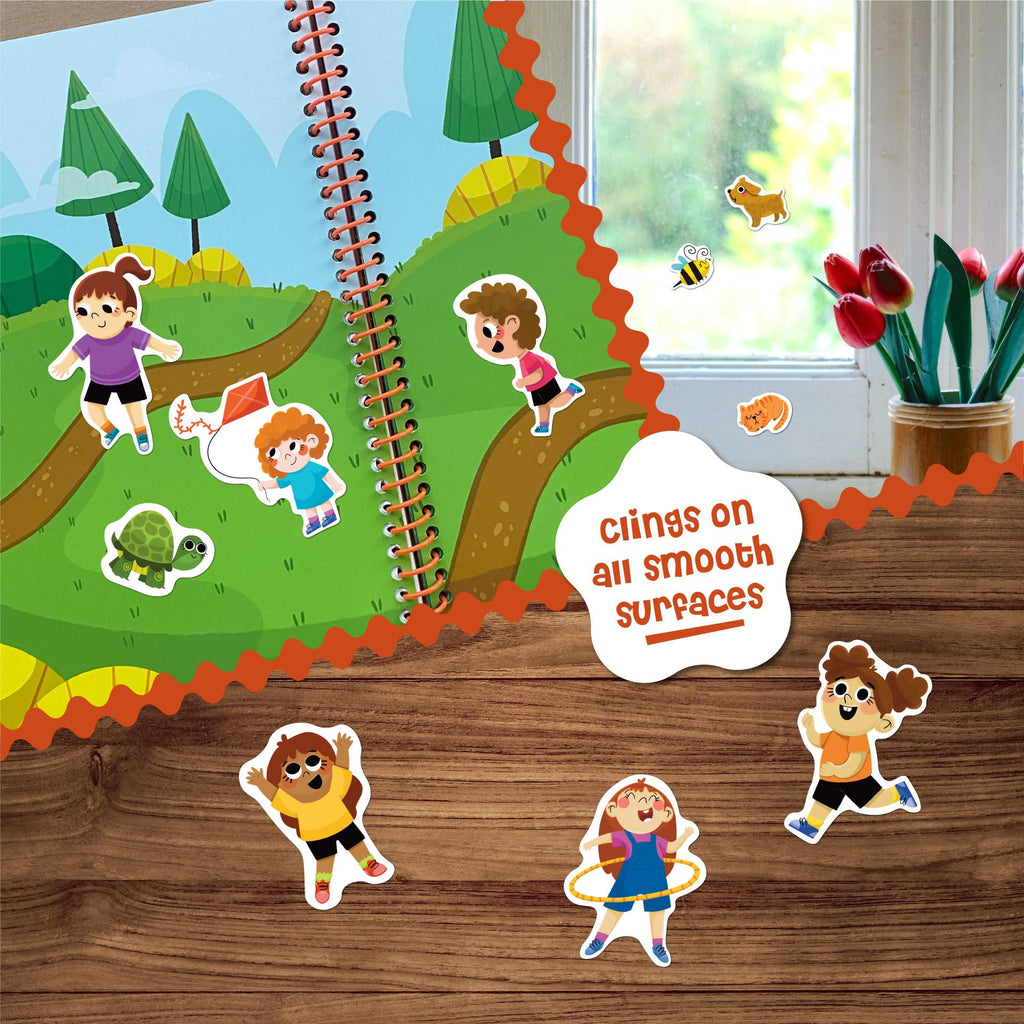 Stick4Ever Jelly Sticker Book - Park Theme - 50 Reusable Waterproof Stickers for Toddlers, Road Trip Activity