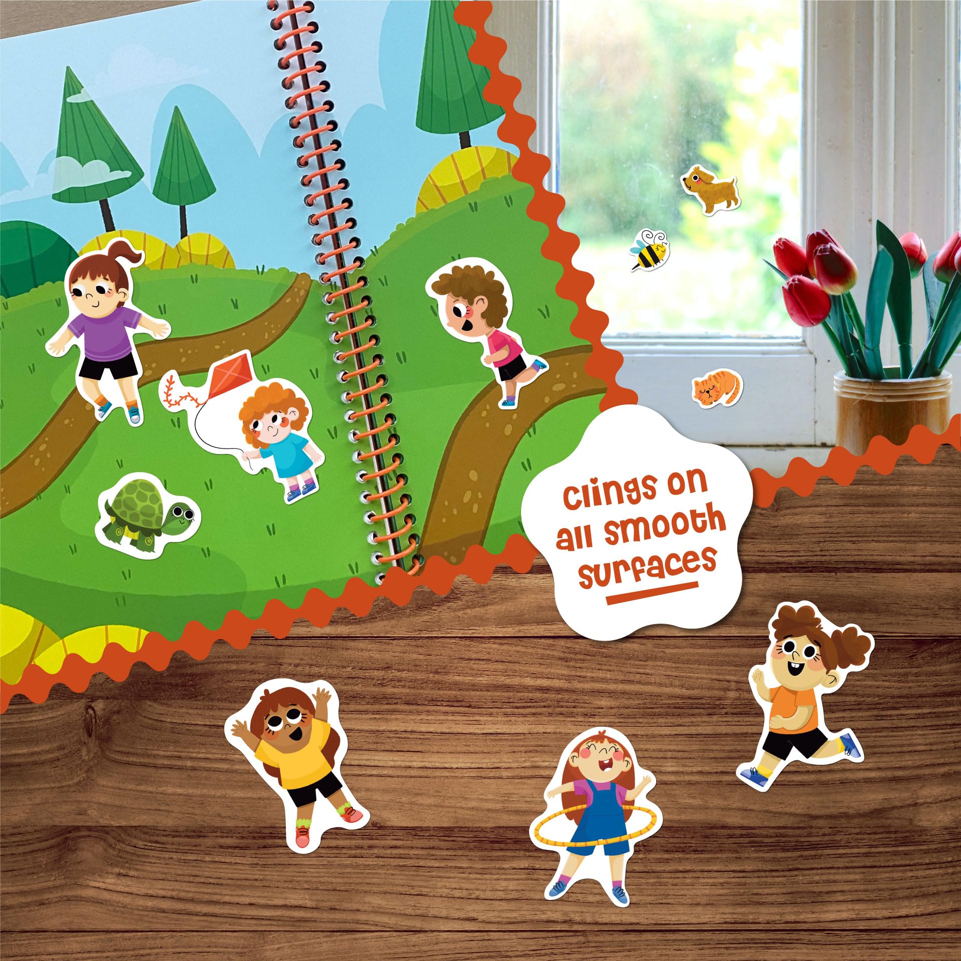 Stick4Ever Jelly Sticker Book - Park Theme - 50 Reusable Waterproof Stickers for Toddlers, Road Trip Activity