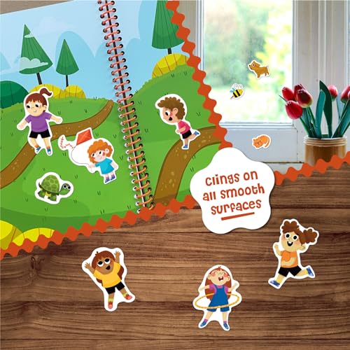 Stick4Ever Jelly Sticker Book - Park Theme - 50 Reusable Waterproof Stickers for Toddlers, Road Trip Activity