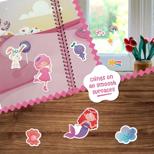 Stick4Ever Wonderland Jelly Sticker Book: 50 Reusable Waterproof Stickers for Toddlers, Spiral-Bound Activity Book for Travel