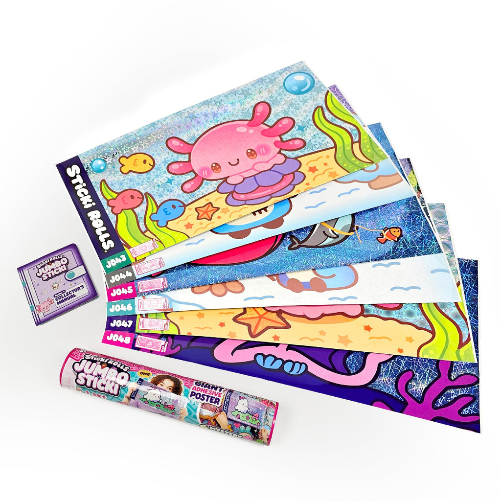 Sticki Rolls Jumbo Stickies 6-Pack Capsule - Amazon Exclusive Sticki Seas Wall Décor for Kids 5+