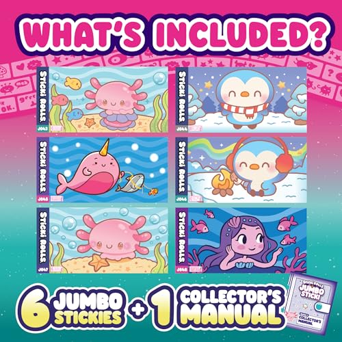 Sticki Rolls Jumbo Stickies 6-Pack Capsule - Amazon Exclusive Sticki Seas Wall Décor for Kids 5+