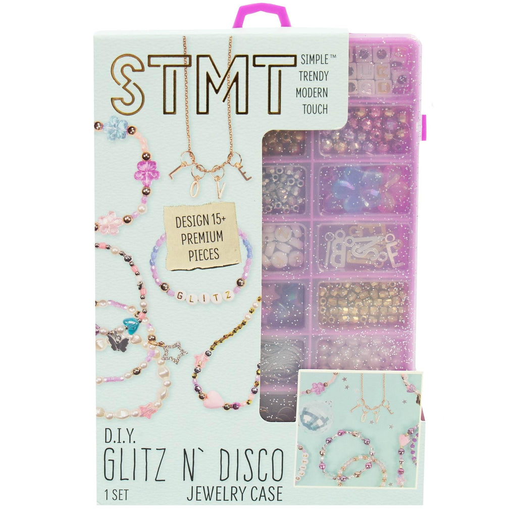 STMT D.I.Y. Glitz ‘N Disco Jewelry Case – Create Over 15 Disco Accessories, Complete Bead & Charm Set for Bracelets, Gifts for Girls Ages 8-12