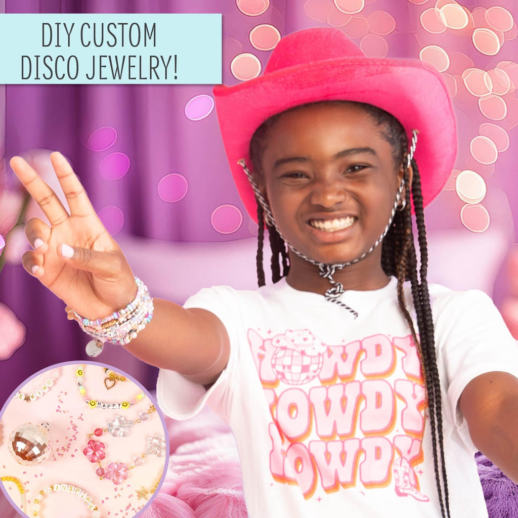 STMT D.I.Y. Glitz ‘N Disco Jewelry Case – Create Over 15 Disco Accessories, Complete Bead & Charm Set for Bracelets, Gifts for Girls Ages 8-12