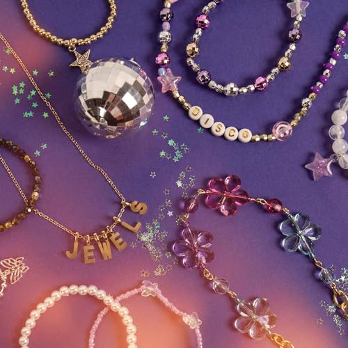 STMT D.I.Y. Glitz ‘N Disco Jewelry Case – Create Over 15 Disco Accessories, Complete Bead & Charm Set for Bracelets, Gifts for Girls Ages 8-12