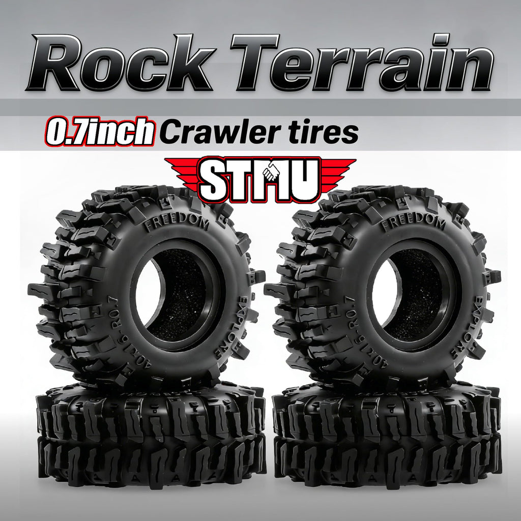 STMU 0.7'' MUD Tires for 1/30 1/32 RC Crawlers - Soft Sticky 40x16mm