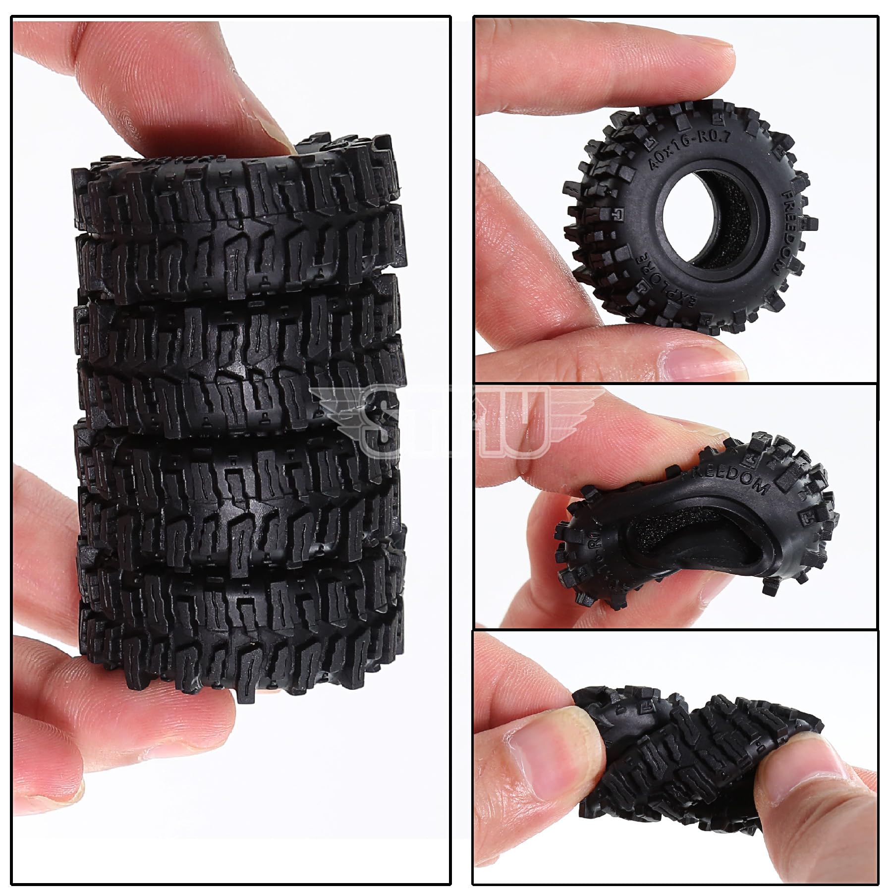 STMU 0.7'' MUD Tires for 1/30 1/32 RC Crawlers - Soft Sticky 40x16mm