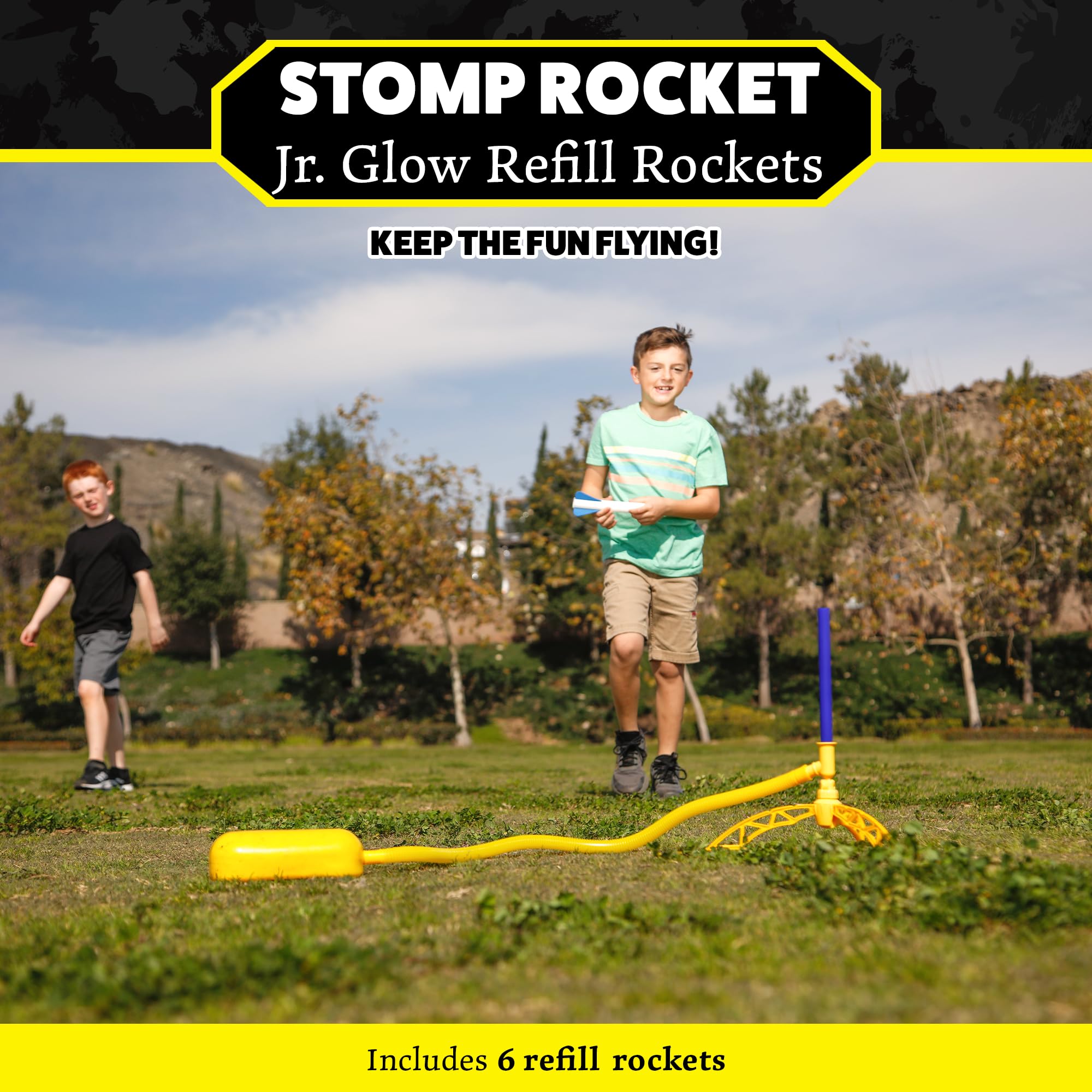 Stomp Rocket Jr Glow Rocket Refills – 6 Glow-in-the-Dark Foam Rockets for Kids Ages 3+