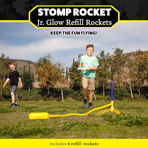 Stomp Rocket Jr Glow Rocket Refills – 6 Glow-in-the-Dark Foam Rockets for Kids Ages 3+