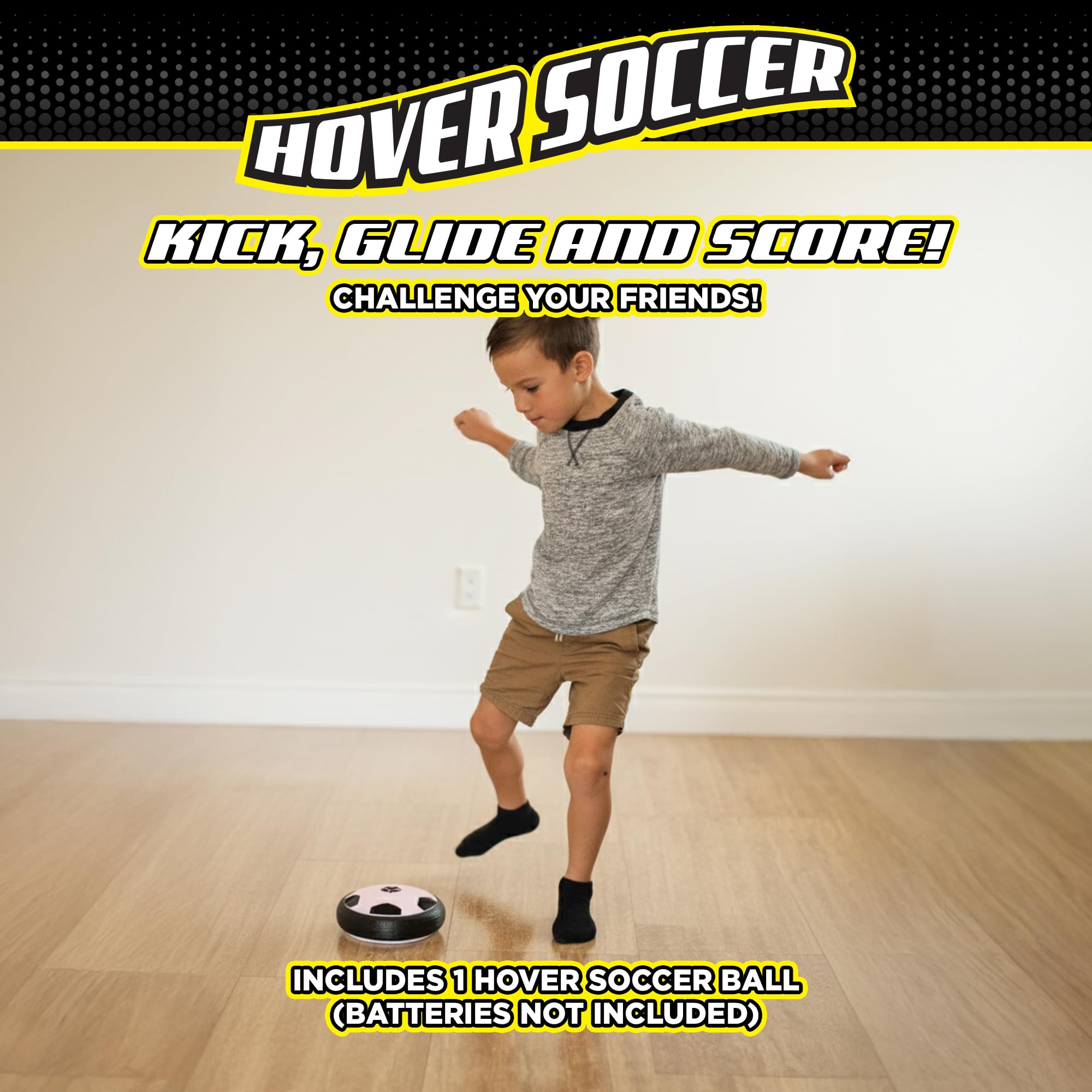 Stomp Sports Hover Soccer – Indoor Air Soccer Toy with LED Lights and Foam Bumpers for Kids Ages 3-8