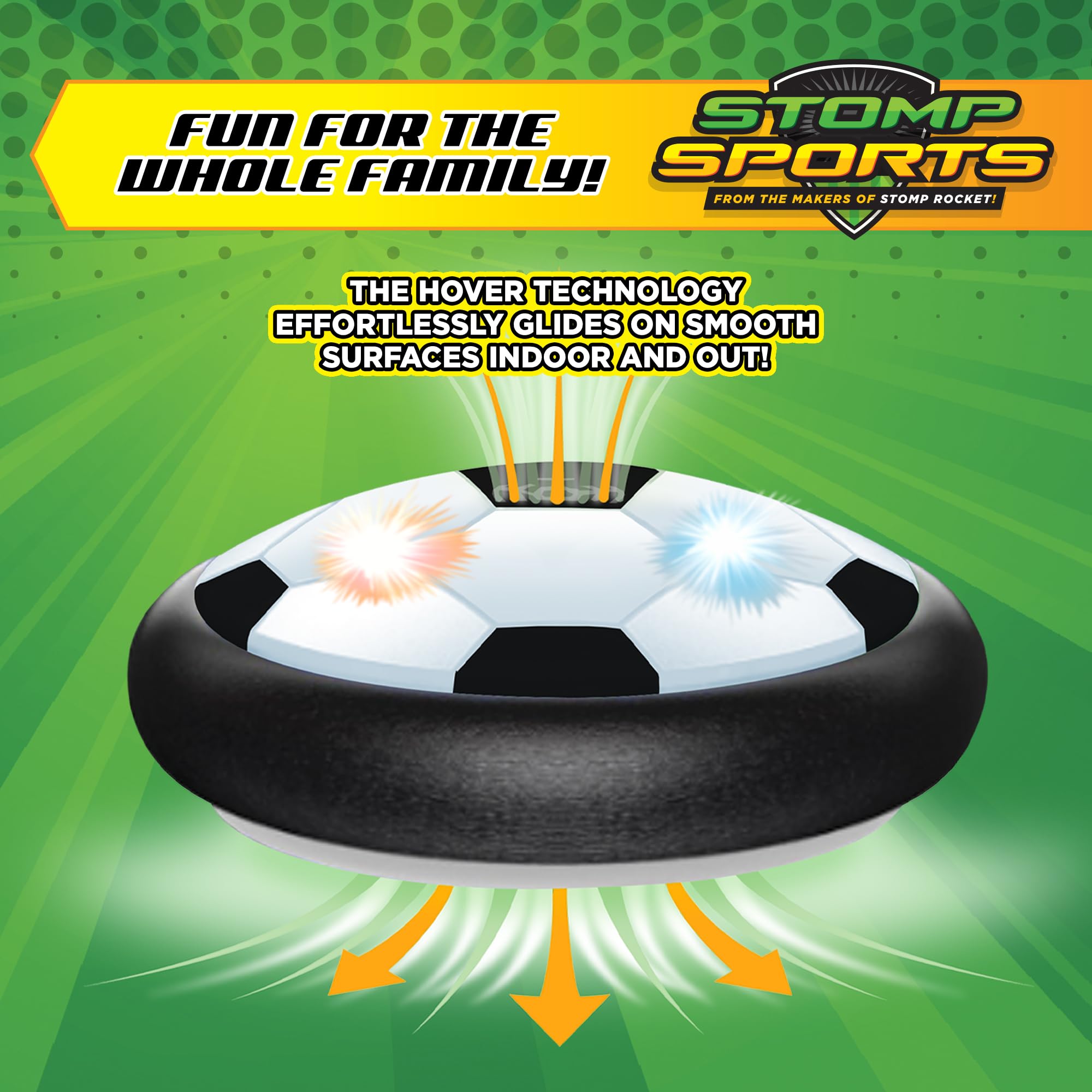 Stomp Sports Hover Soccer – Indoor Air Soccer Toy with LED Lights and Foam Bumpers for Kids Ages 3-8