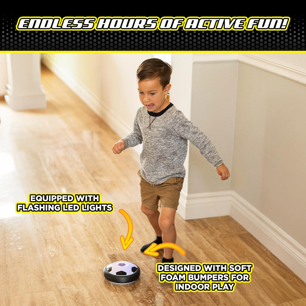 Stomp Sports Hover Soccer – Indoor Air Soccer Toy with LED Lights and Foam Bumpers for Kids Ages 3-8