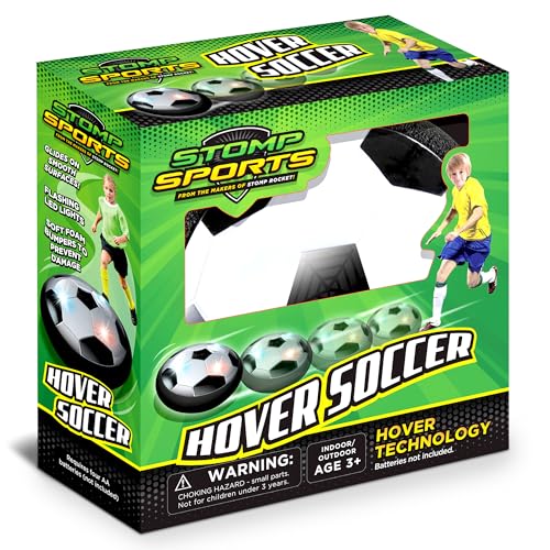 Stomp Sports Hover Soccer – Indoor Air Soccer Toy with LED Lights and Foam Bumpers for Kids Ages 3-8