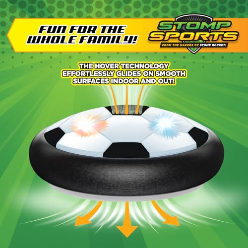 Stomp Sports Hover Soccer – Indoor Air Soccer Toy with LED Lights and Foam Bumpers for Kids Ages 3-8
