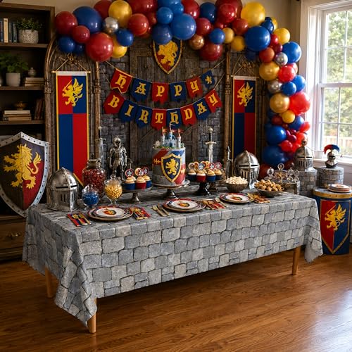 Stone Wall Table Covers (Pack of 3) - 54x108in - Medieval Knight Party Decor