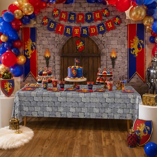 Stone Wall Table Covers (Pack of 3) - 54x108in - Medieval Knight Party Decor