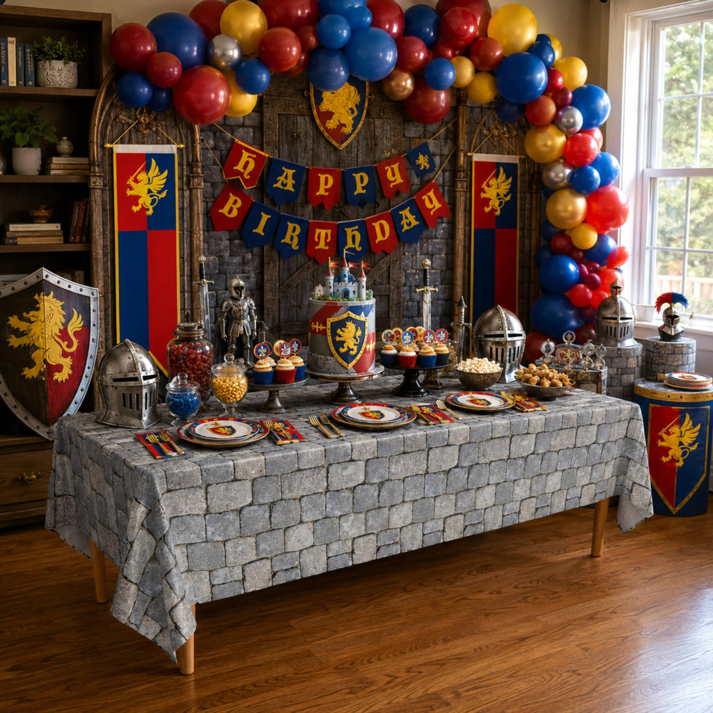 Stone Wall Table Covers (Pack of 3) - 54x108in - Medieval Knight Party Decor