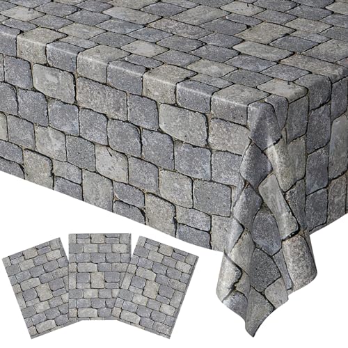 Stone Wall Table Covers (Pack of 3) - 54x108in - Medieval Knight Party Decor