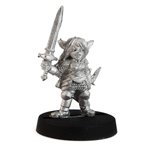 Stonehaven Female Gnome Paladin Miniature – 28mm Lead-Free Pewter, Unpainted RPG Figure