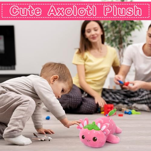 Strawberry Axolotl Plush 8 Inch Cute Kawaii Stuffed Animal Soft Pillow Gift for Kids