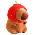 Strawberry Capybara Stuffed Animal with Wearable Toast Headset – 9 Inch Plush Toy by LVQING