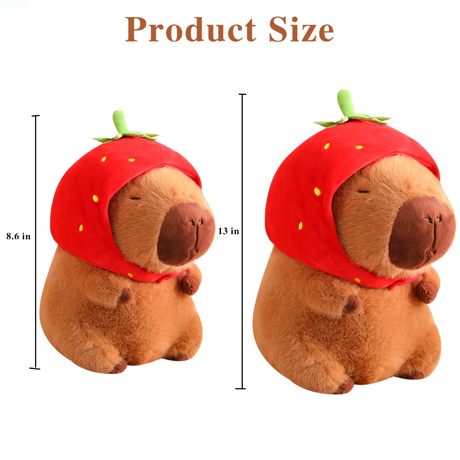 Strawberry Capybara Stuffed Animal with Wearable Toast Headset – 9 Inch Plush Toy by LVQING