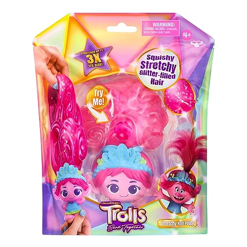 Stretchy Hair Poppy – DreamWorks Trolls Band Together Doll with Squishy, Glitter-Filled Hair
